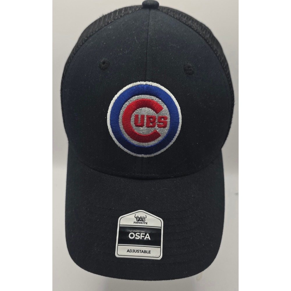 Fan Favorite Chicago Cubs Snapback Trucker Hat Black Mesh MLB Baseball Cap
